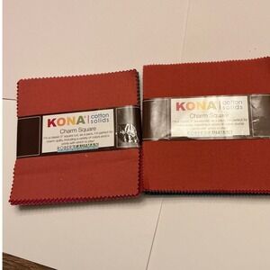 Robert Kaufman Kona Cotton Solids Charm Square 5 Inch Fabric Packs Red 2 Count